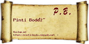Pinti Bodó névjegykártya